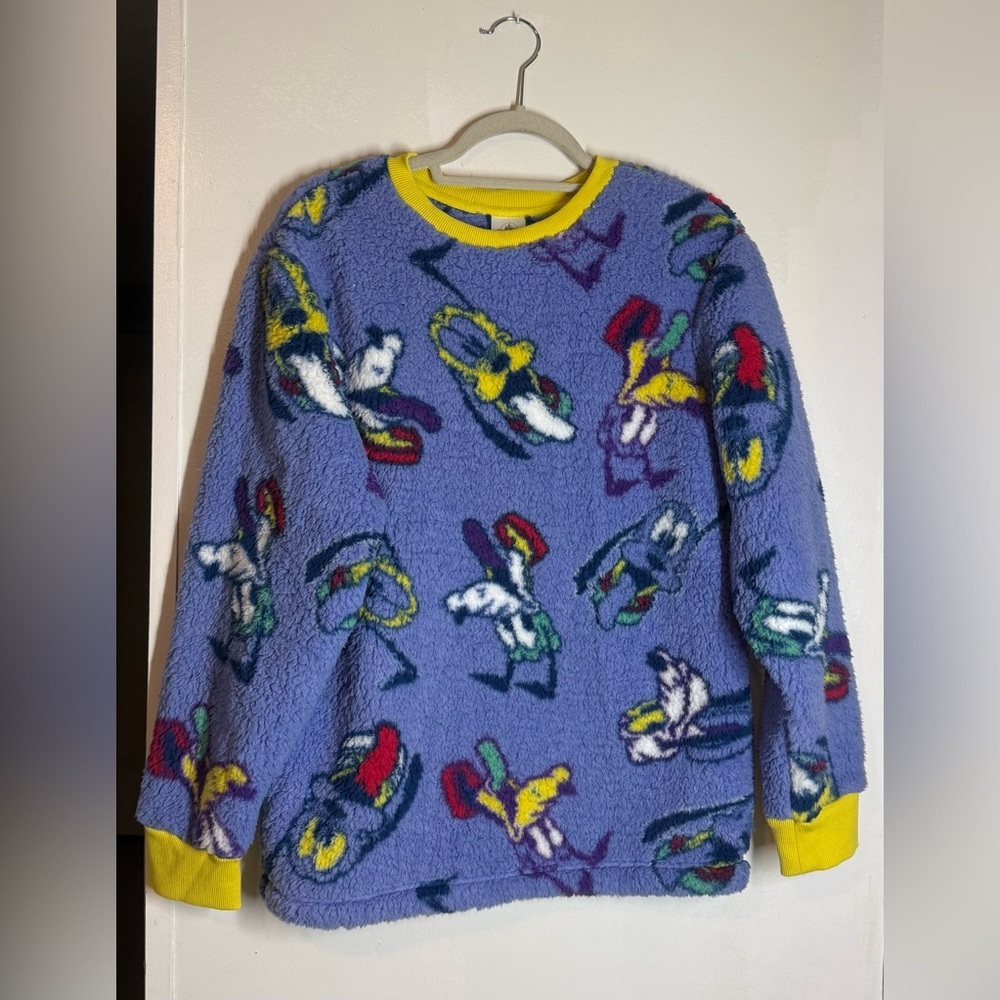 Disney  Unisex Fuzzy Walt Disney Plush Crew Neck Pluto Sweater